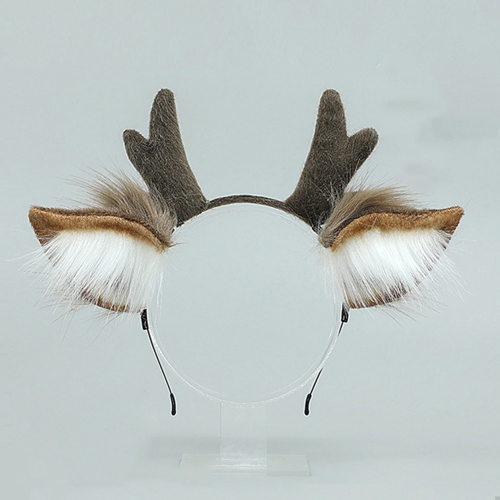Reindeer Antlers Headband - ロリータ鹿耳トナカイの角ヘッドバンドかわいいパーティーかぶとヘッドフープフェスティバル装飾帽子ハロウィン