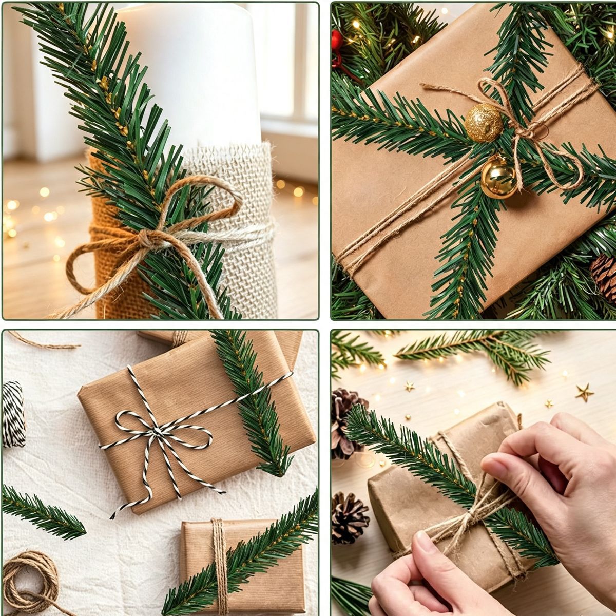 緑色の松の葉を使ったクリスマスガーランド。装飾用の人工クリス - Tinsel Garland Decoration のレビューと価格