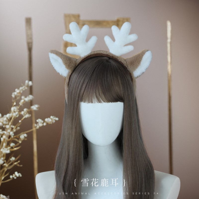 クリスマスコスチュームヘッドバンドトナカイ耳毛皮のようなスノ - Reindeer Antlers Headband のレビューと価格