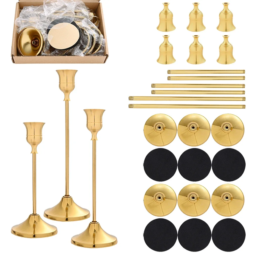 6個セットのキャンドルホルダー。アンティーク調の金属製で、テ - Holiday Candle Set のレビューと価格