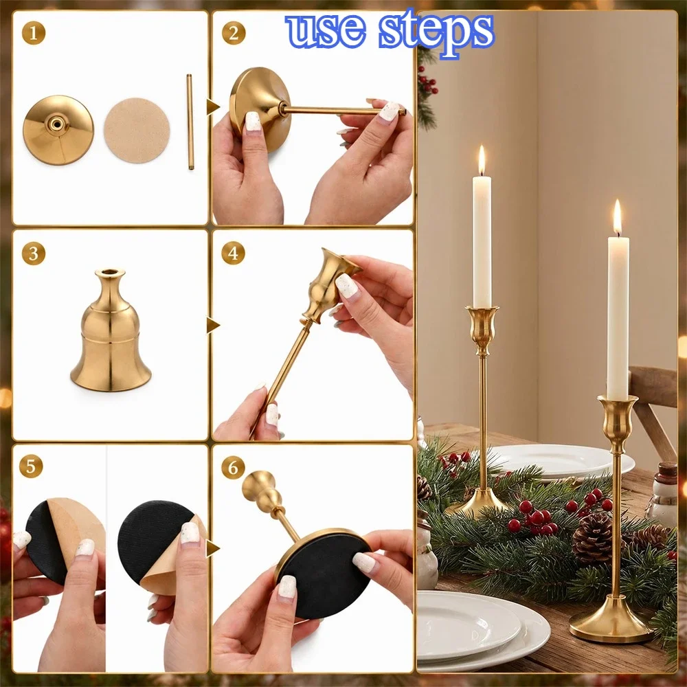 6個セットのキャンドルホルダー。アンティーク調の金属製で、テ - Holiday Candle Set のレビューと価格