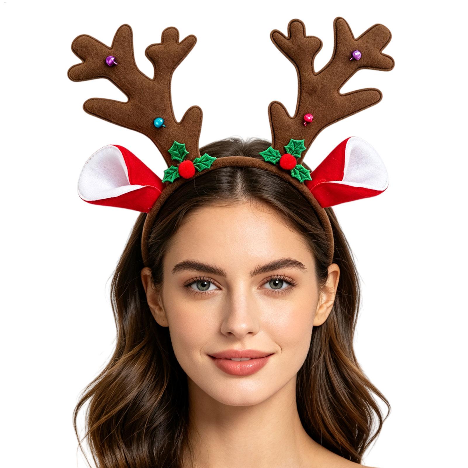 クリスマス柄のトナカイの角のヘッドバンド。リアルな3D素材を - Reindeer Antlers Headband のレビューと価格
